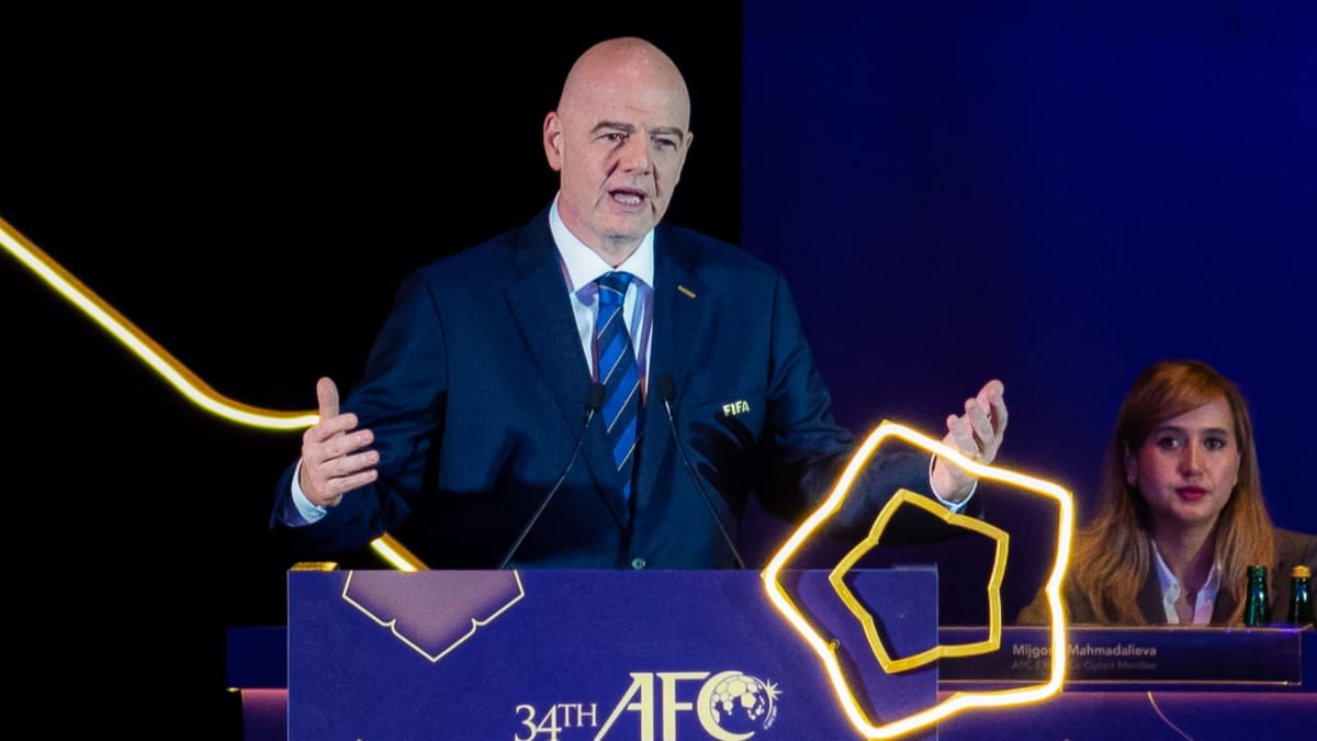 El presidente de la FIFA, Gianni Infantino, durante el congreso de la institución en Tailandia