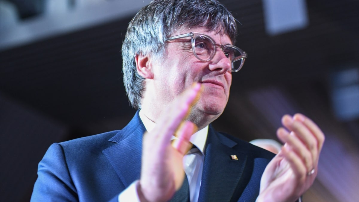 Carles Puigdemont, en un mitin de la campaña electoral de Cataluña.