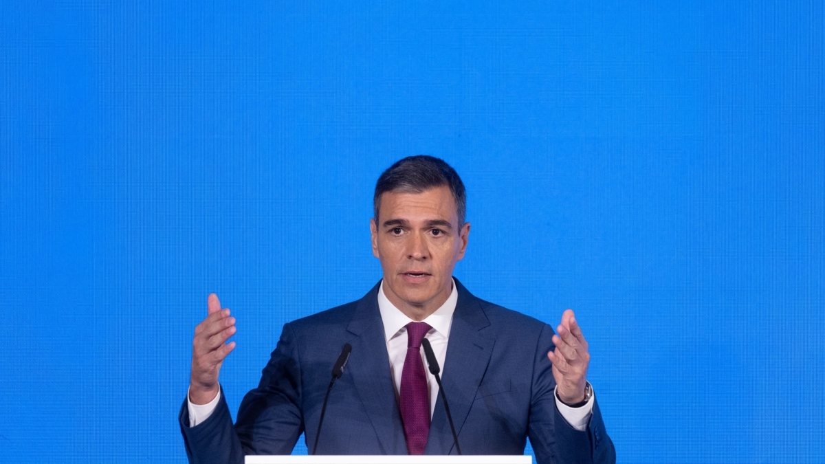 El presidente del Gobierno, Pedro Sánchez, interviene durante el foro ‘CREO’, el foro económico sobre la transformación social y progreso de las empresas en España, en el Hotel Mandarin Oriental Ritz, a 20 de mayo de 2024, en Madrid (España).
