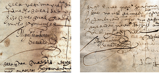 Firmas de Cervantes en el Proceso seguido a instancia de Tomás Gutiérrez contra la Cofradía y Hermandad del Santísimo Sacramento del Sagrario… (1593-1594)