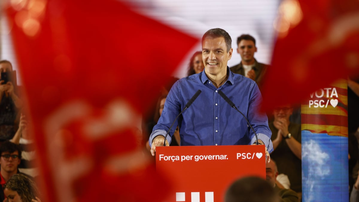 Pedro Sánchez en la campaña electoral en Cataluña.