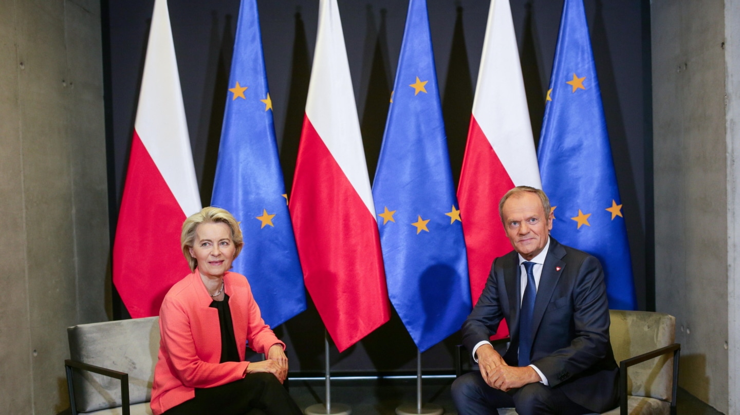 Ursula von der Leyen y Donald Tusk, en Katowice, Polonia