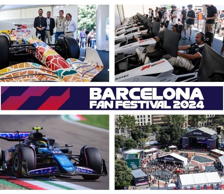 Expectación entre los aficionados del motor por la exhibición de coches de F1 en el centro de Barcelona
