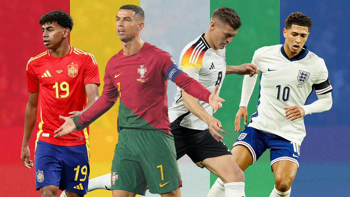 (I-D) Lamine Yamal, Cristiano Ronaldo, Toni Kroos, Jude Bellingham
