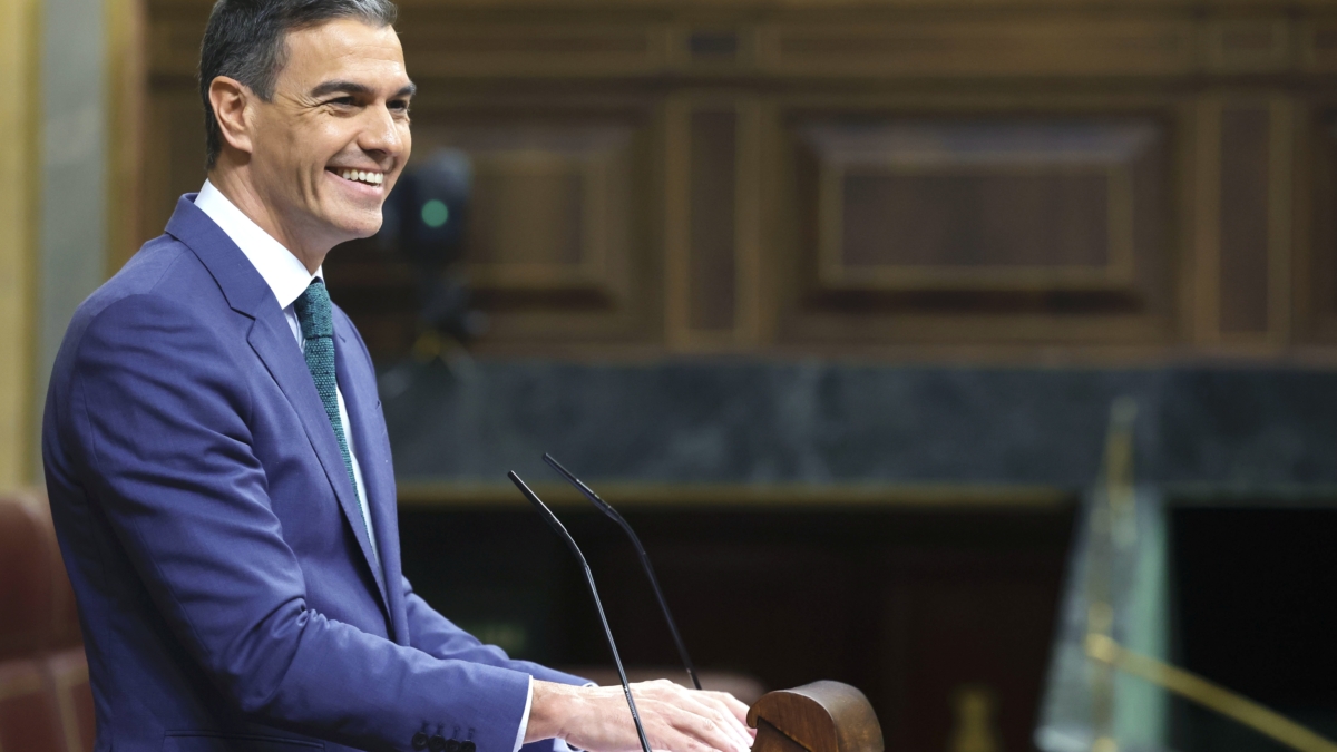 El presidente del Gobierno, Pedro Sánchez, interviene este miércoles en el Congreso, donde ha presentado el plan de calidad democrática.