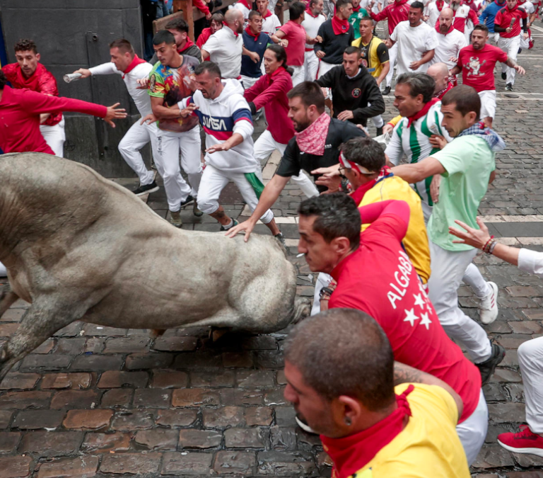 Los toros de Escolar protagonizan un rapidísimo penúltimo encierro de San Fermín 2024
