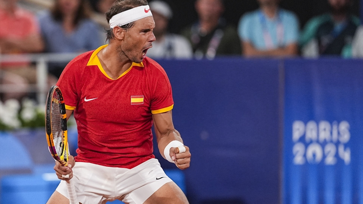 Rafa Nadal durante uno de los partidos de dobles jugados junto a Carlos Alcaraz en los Juegos Olímpicos de París