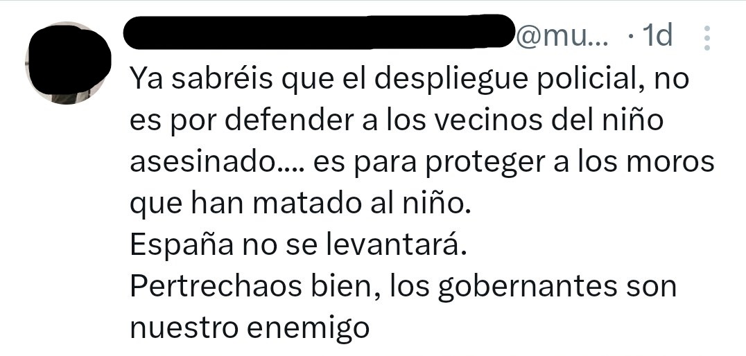 Reacción de un usuario de Twitter tras el crimen de Mocejón