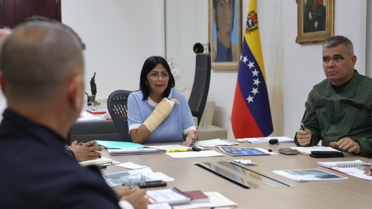 La vicepresidenta venezolana Delcy Rodríguez, durante una reunión oficial a comienzos de agosto en Caracas.