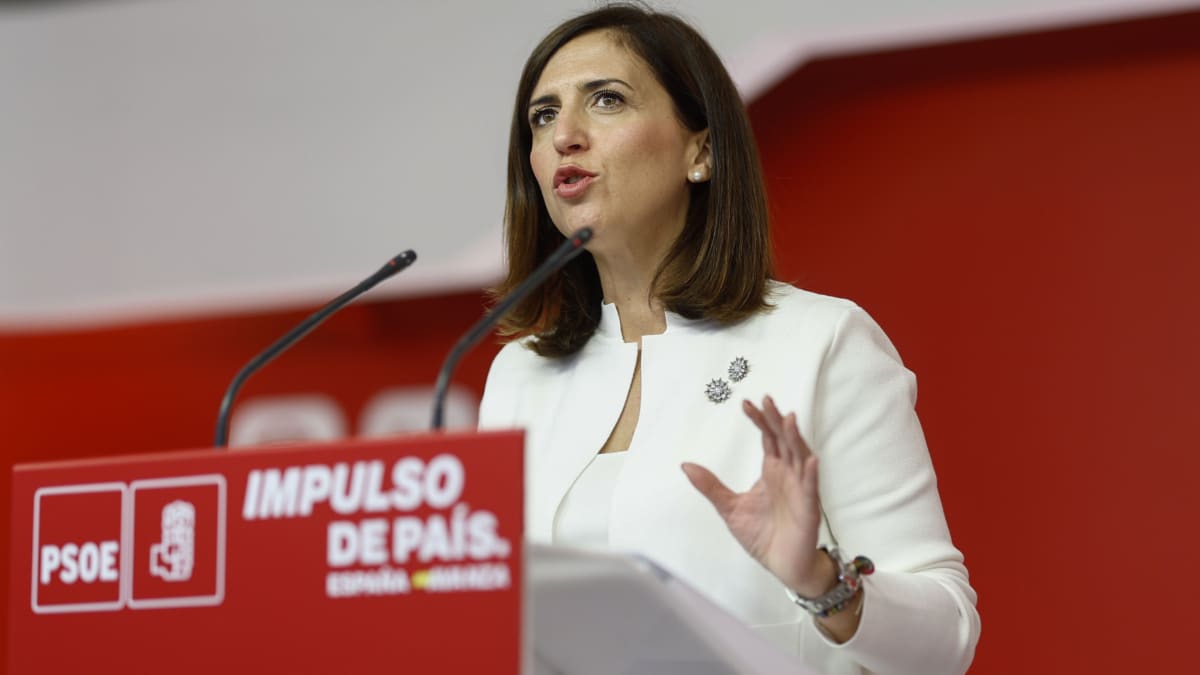MADRID, 28/10/2024.-La portavoz de la Comisión Ejecutiva Federal del PSOE, Esther Peña, este lunes durante la rueda de prensa en la sede de Ferraz.-EFE/ Rodrigo Jiménez