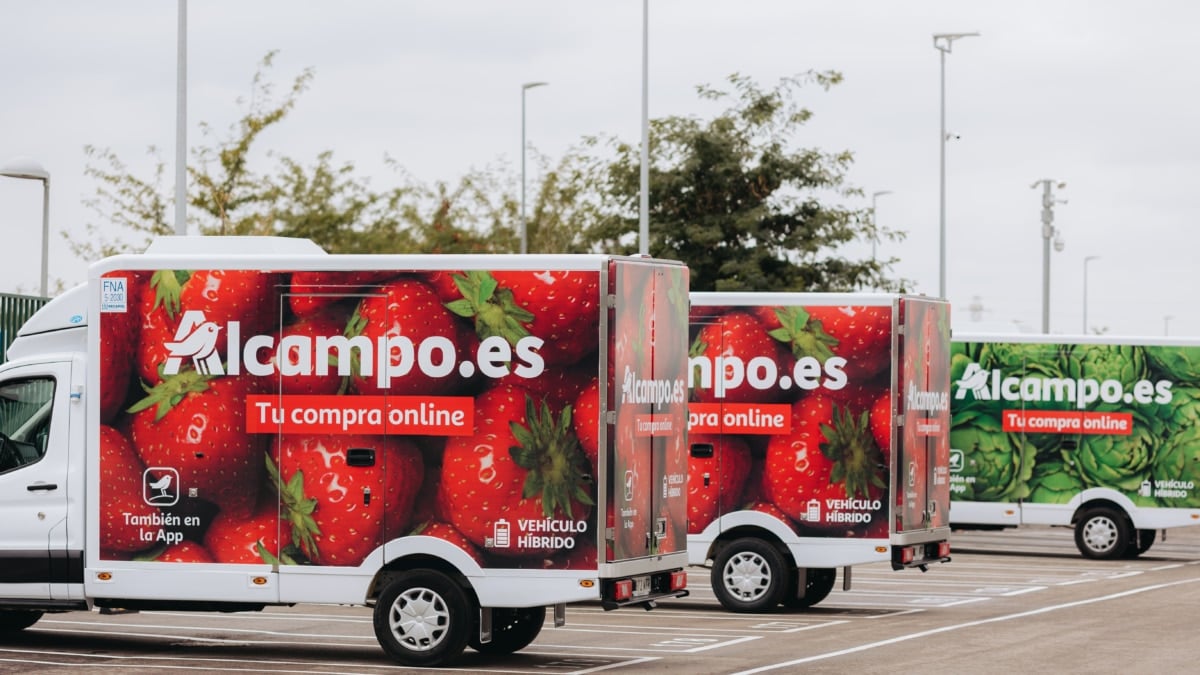 Camiones de reparto de Alcampo.