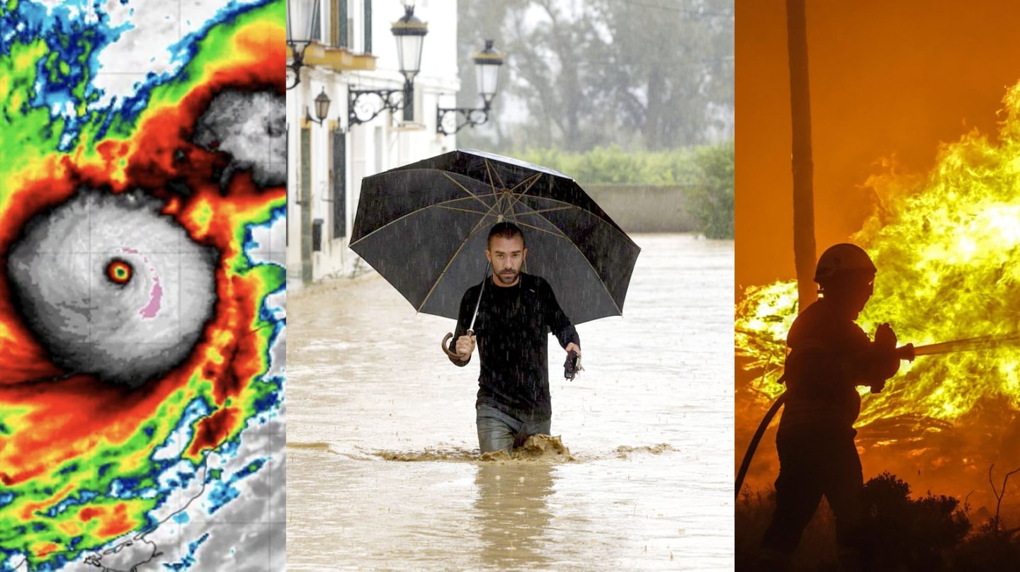 El huracán Milton, inundaciones en Málaga en 2018 e incendios en Portugal en 2019.