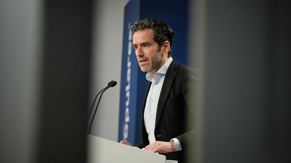 El portavoz nacional del PP, Borja Sémper, en una rueda de prensa este lunes en Génova