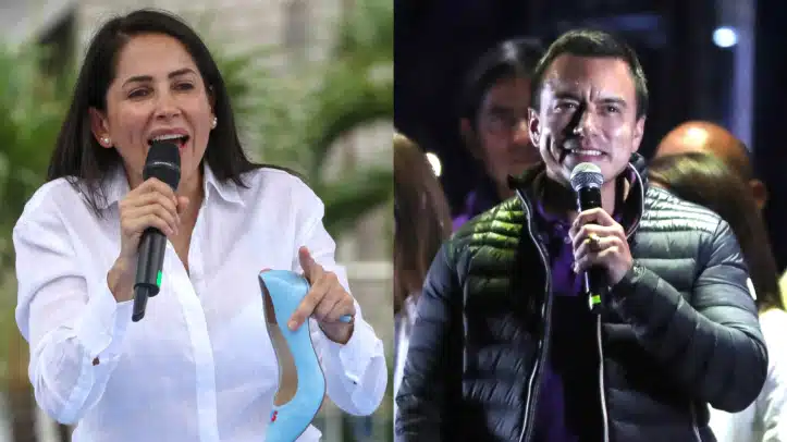 Luisa González (i) y el presidente ecuatoriano Daniel Noboa