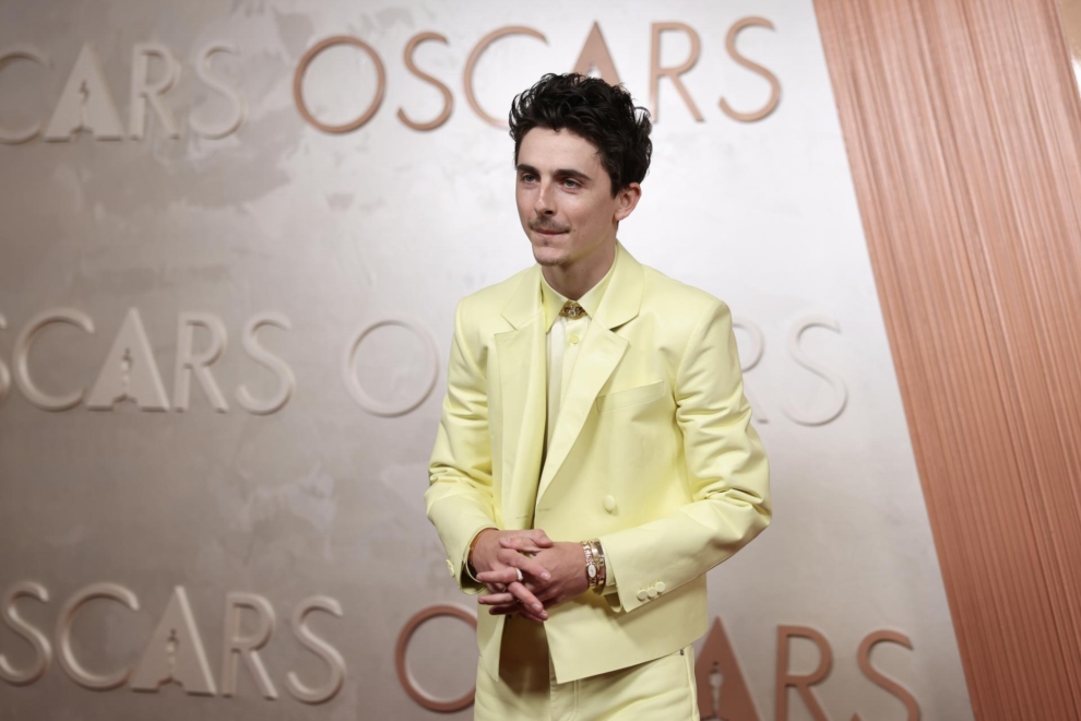 El actor Timothée Chalamet en la alfombra roja de los Premios Oscar