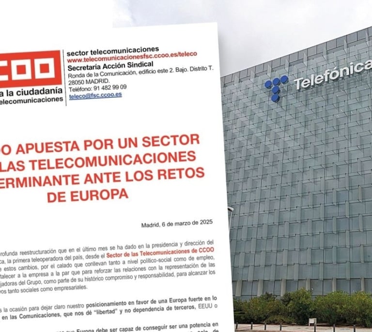 CCOO respalda el discurso de Telefónica de crear una Europa "fuerte" en tecnología y telecomunicaciones