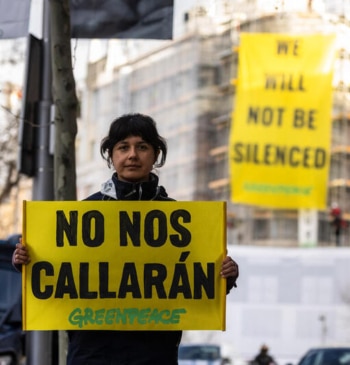 "No nos callarán": Greenpeace España muestra su apoyo tras condenar EEUU a [...]