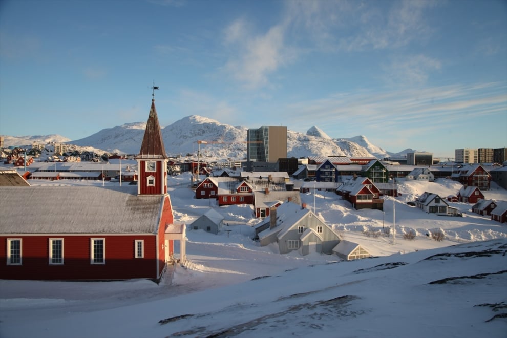 Una vista del centro de la capital de Groenlandia, Nuuk.