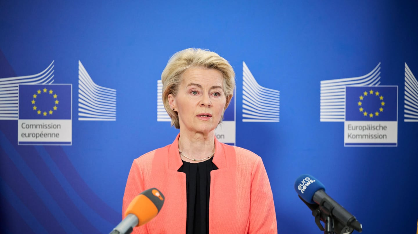 Ursula von der Leyen, durante una comparecencia desde Samarkanda (Uzbekistán).