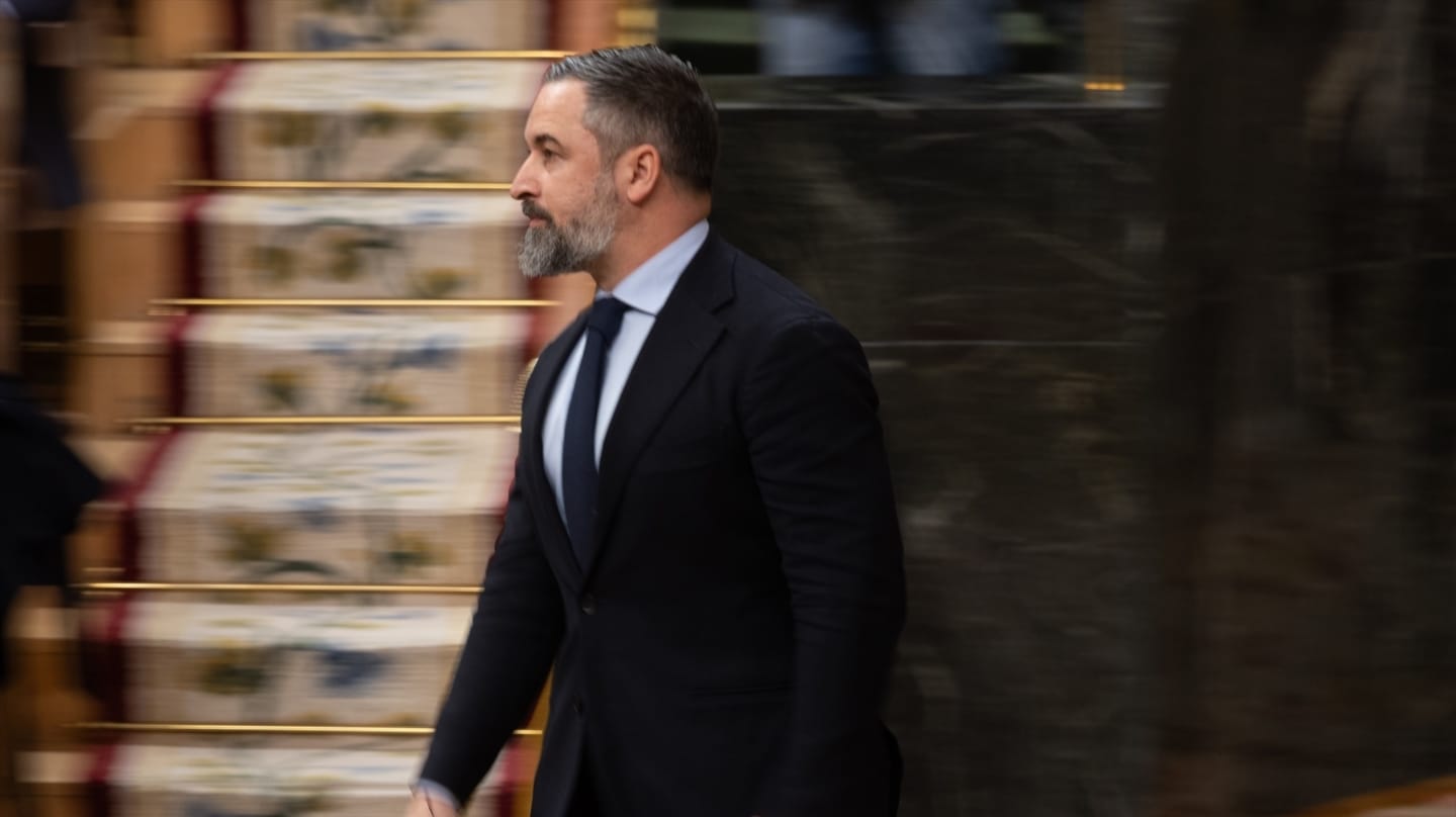 El líder de Vox, Santiago Abascal, en un pleno del Congreso de los Diputados