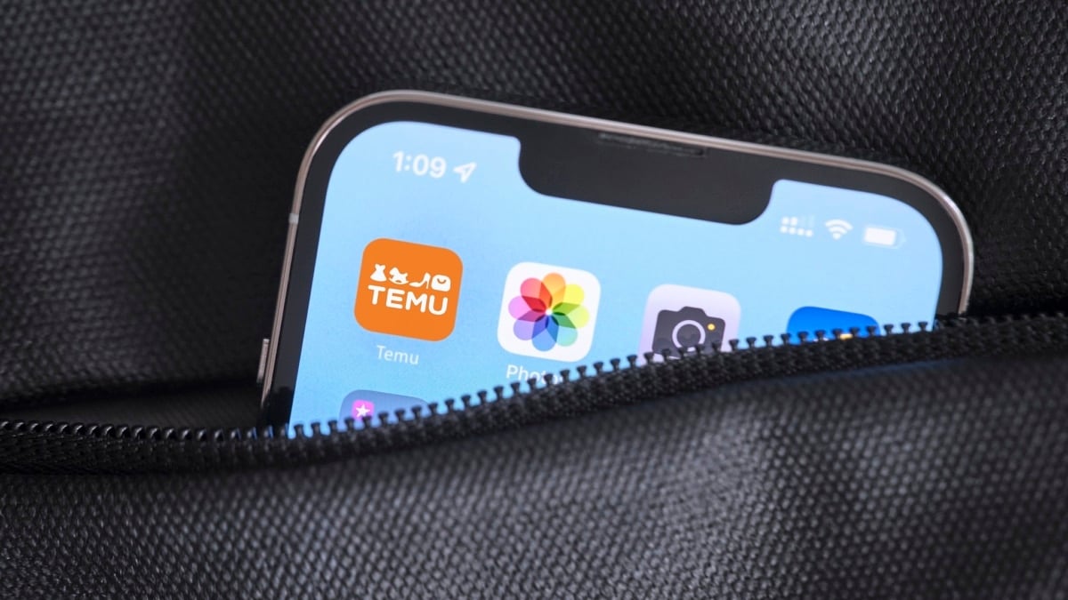 Aplicación de Temu en la pantalla de un teléfono móvil.