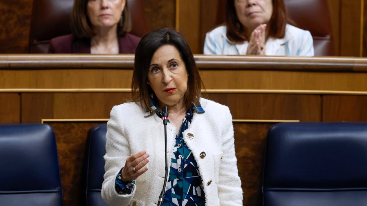 MADRID, 21/05/2025.- La ministra de Defensa, Margarita Robles, interviene durante la sesión de control al Gobierno que este miércoles celebra el Congreso. EFE/ Mariscal