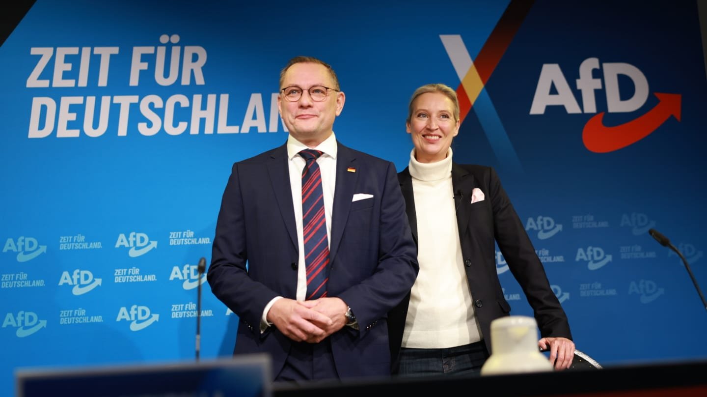 Los líderes de AfD, Tino Churupalla y Alice Weidel.