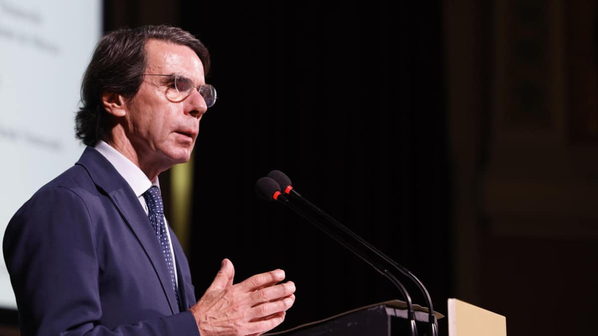 El expresidente del Gobierno y del PP, José María Aznar, en el foro libertad y democracia del Ateneo de Madrid, este miércoles