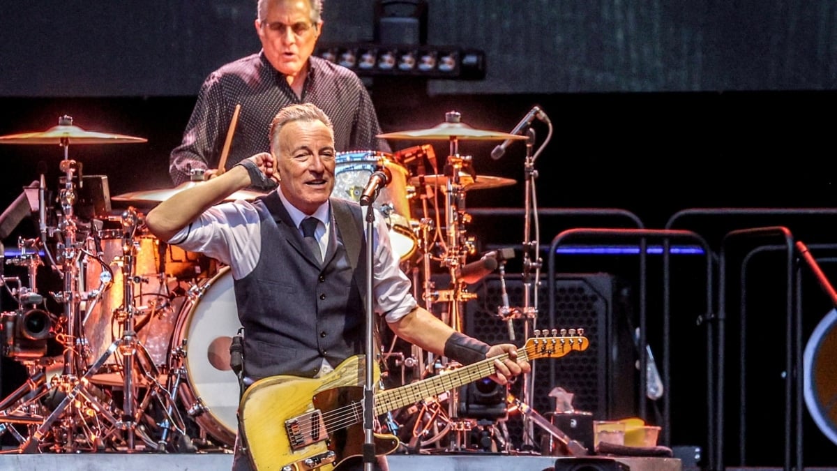 El cantante Bruce Springsteen, durante su actuación en el Estadio Civitas Metropolitano