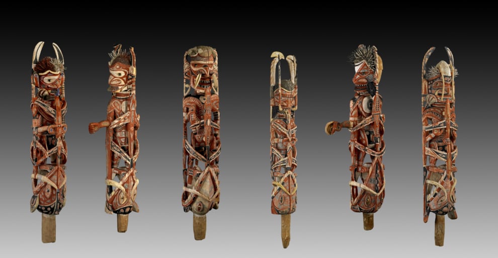'Figuras malangan de canoa de Nueva Irlanda, Papúa Nueva Guinea. 1800-1900' son la pieza más frágil de la exposición, según Julie Adams, comisaria de 'Voces del Pacífico'