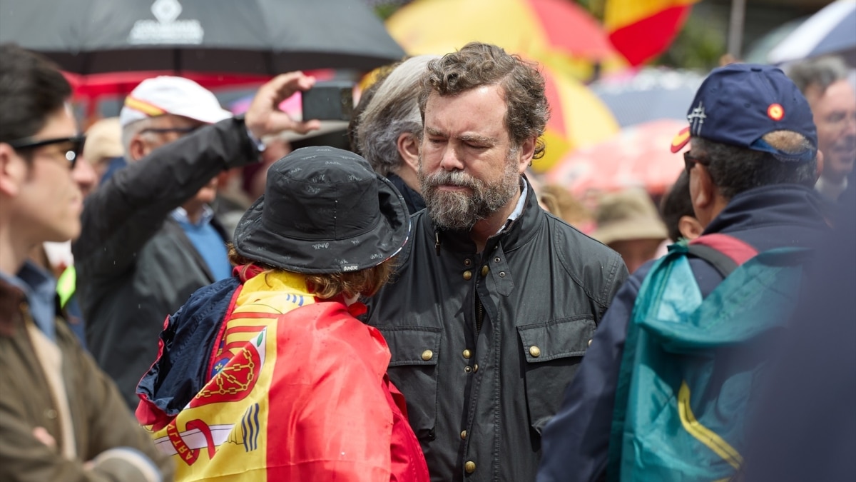 El exportavoz de Vox, Iván Espinosa de los Monteros, en la manifestación convocada por la Plataforma de la España Constitucional contra el Gobierno, este sábado en Madrid