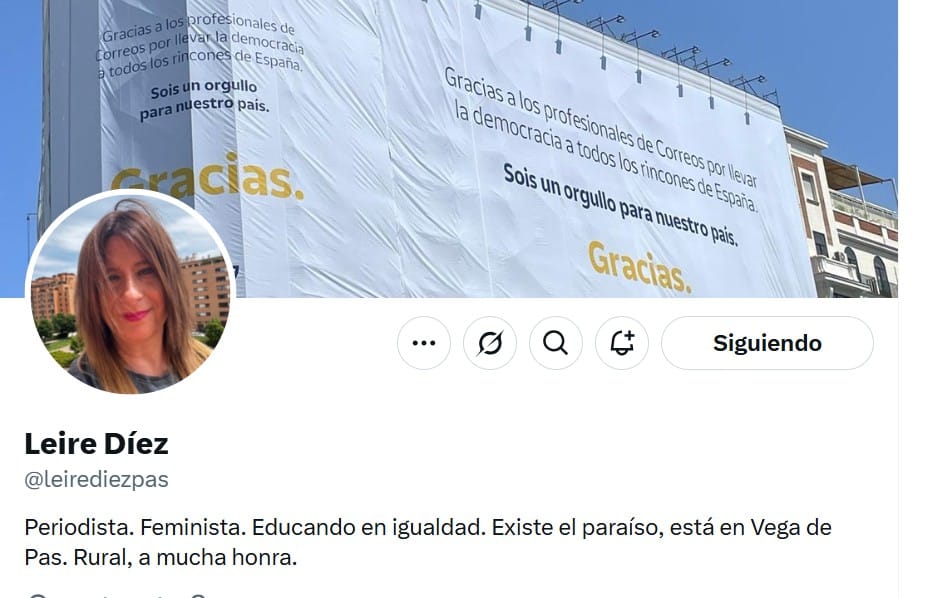 El perfil de la red social X de Leire Díez