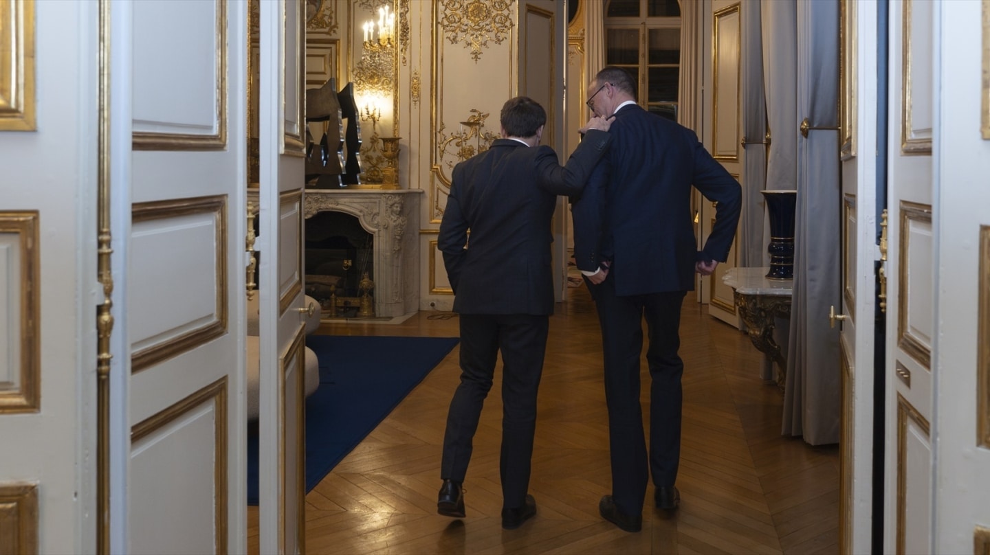 Macron (i) y Merz en el Elíseo en febrero