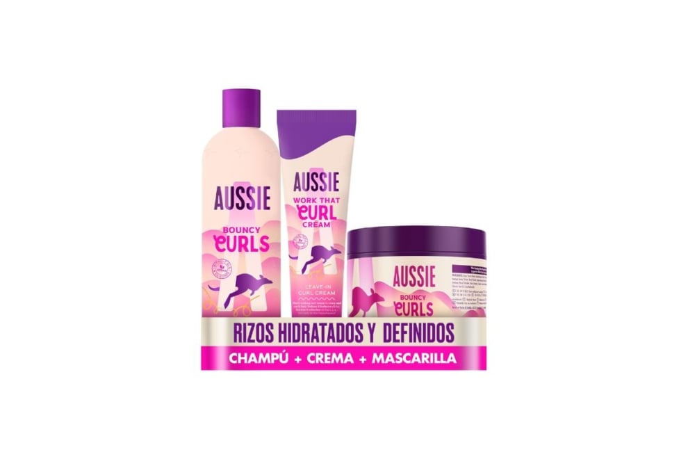Pack para curlys Aussie champú, mascarilla y crema definidora