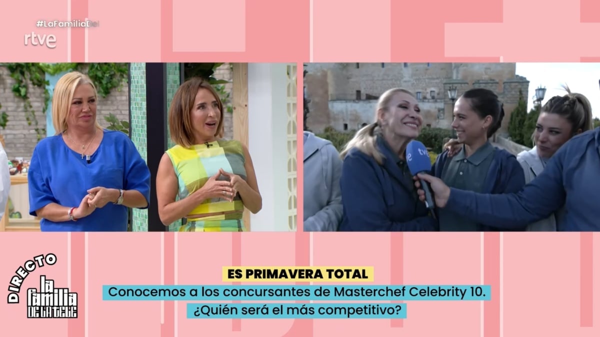 Rosa Benito saluda a María Patiño y Belén Esteban en La familia de la tele en La 1 de TVE