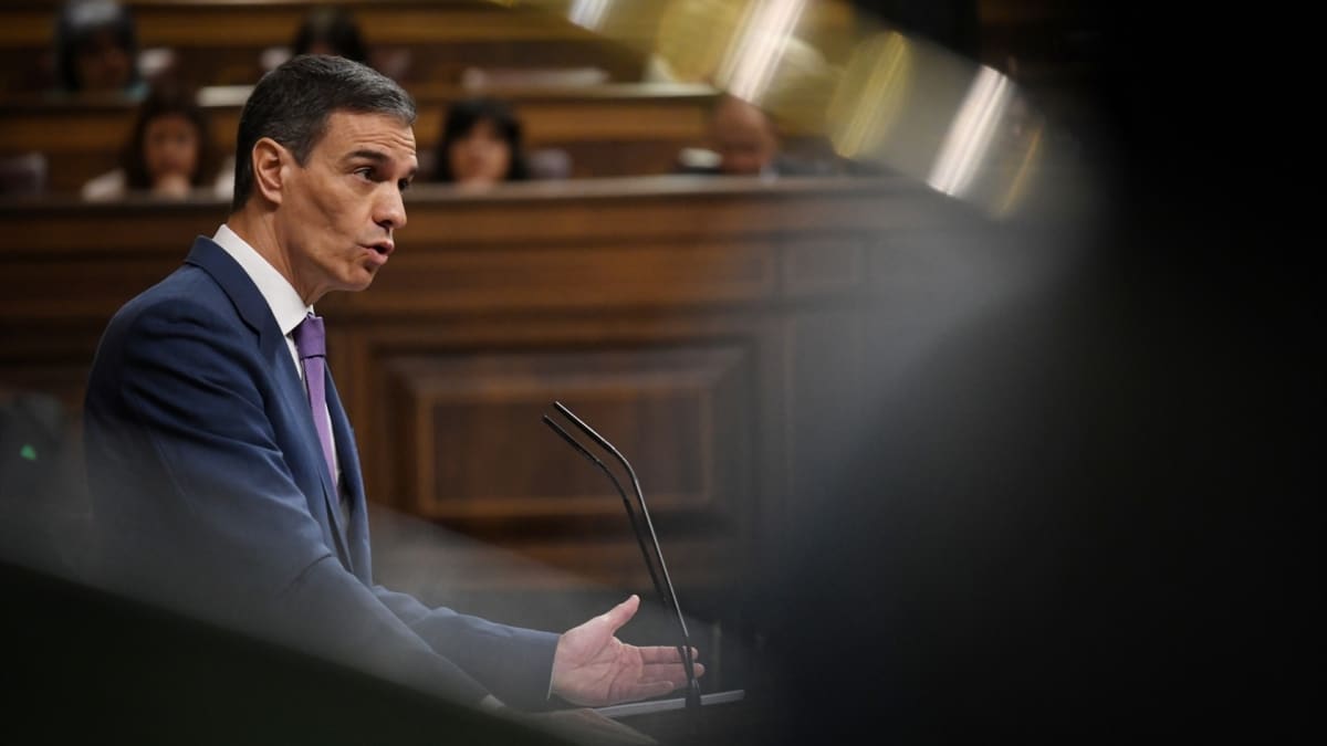El presidente del Gobierno, Pedro Sánchez, interviene durante una sesión plenaria, en el Congreso de los Diputados