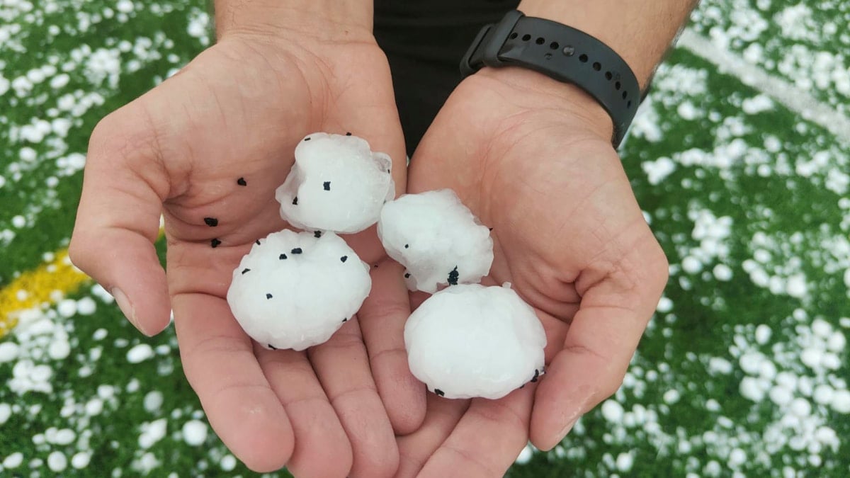 Bolas de granizo en Madrid.