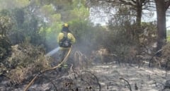 Infoca sigue con tareas de extinción tras el incendio en Puerto Real del lunes