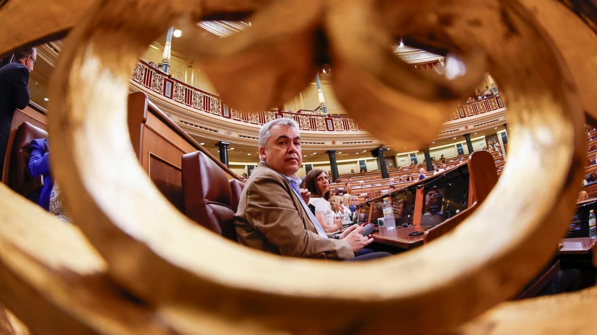 El diputado socialista Santos Cerdán, al inicio de la sesión de control al Ejecutivo el pasado miércoles en el Congreso.