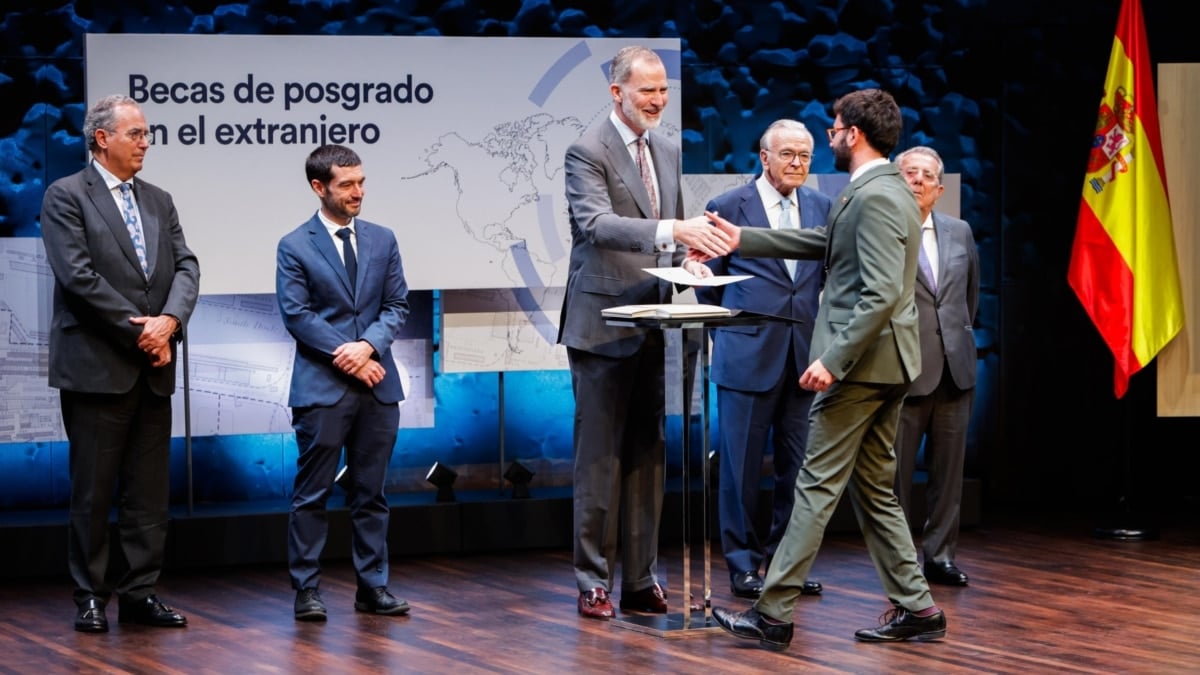 El rey Felipe VI, este miércoles durante el acto de la entrega de Becas de Posgrado de la Fundación ”la Caixa” en CaixaForum Madrid.