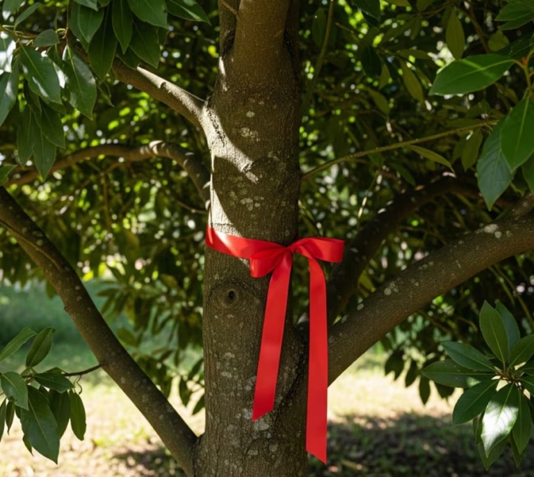 El significado de poner una cinta roja en un árbol de laurel según el Feng Shui