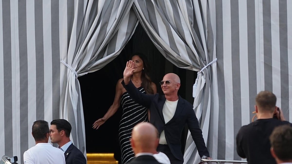 Jeff Bezos y Lauren Sánchez llegando a Venecia para su boda el pasado miércoles