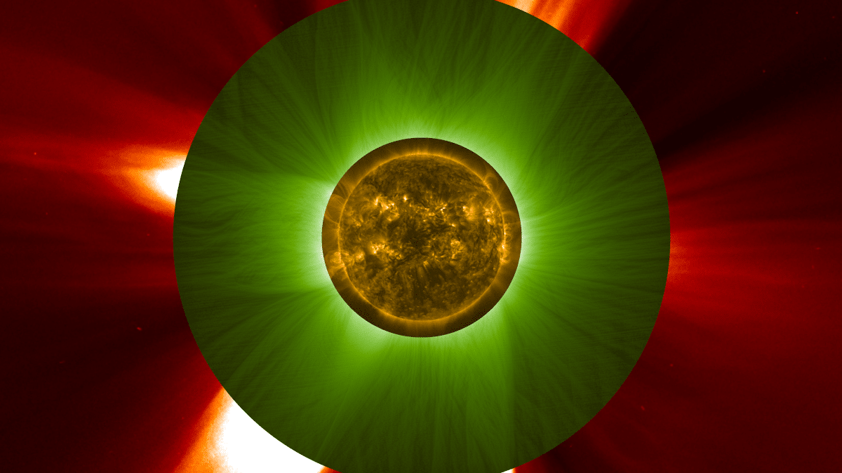 Fragmento de la imagen del sol capturada por los satélites PROBA-2 y PROBA-3.