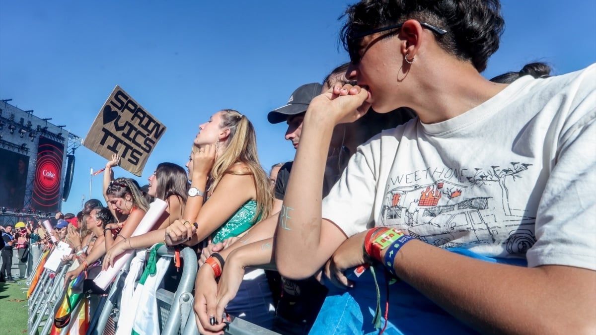 Jóvenes disfrutando de un concierto en una fotografía de archivo