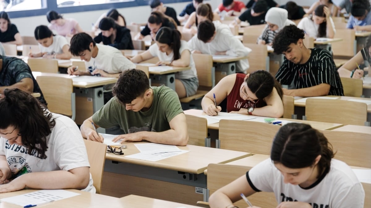 Aula de la Facultad de Químicas de la Complutense durante la PAU de este año.