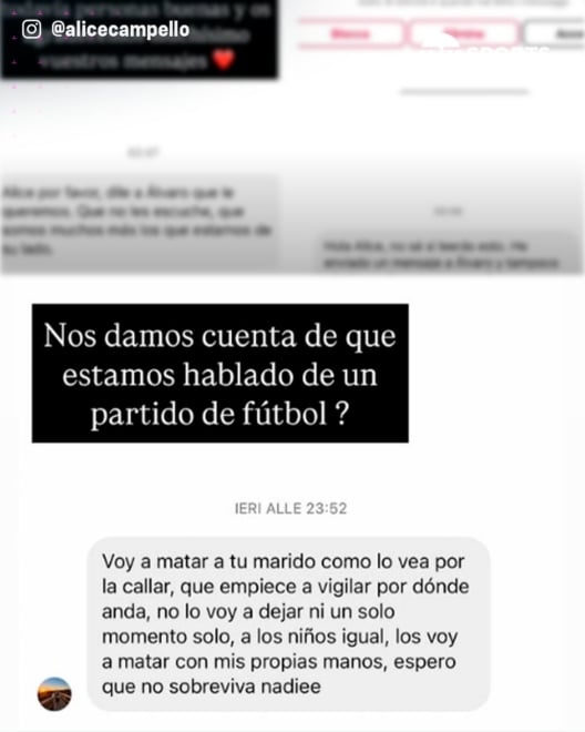 Este es el mensaje que ha compartido Alice Campello tras la amenaza de muerte que ha recibido la familia