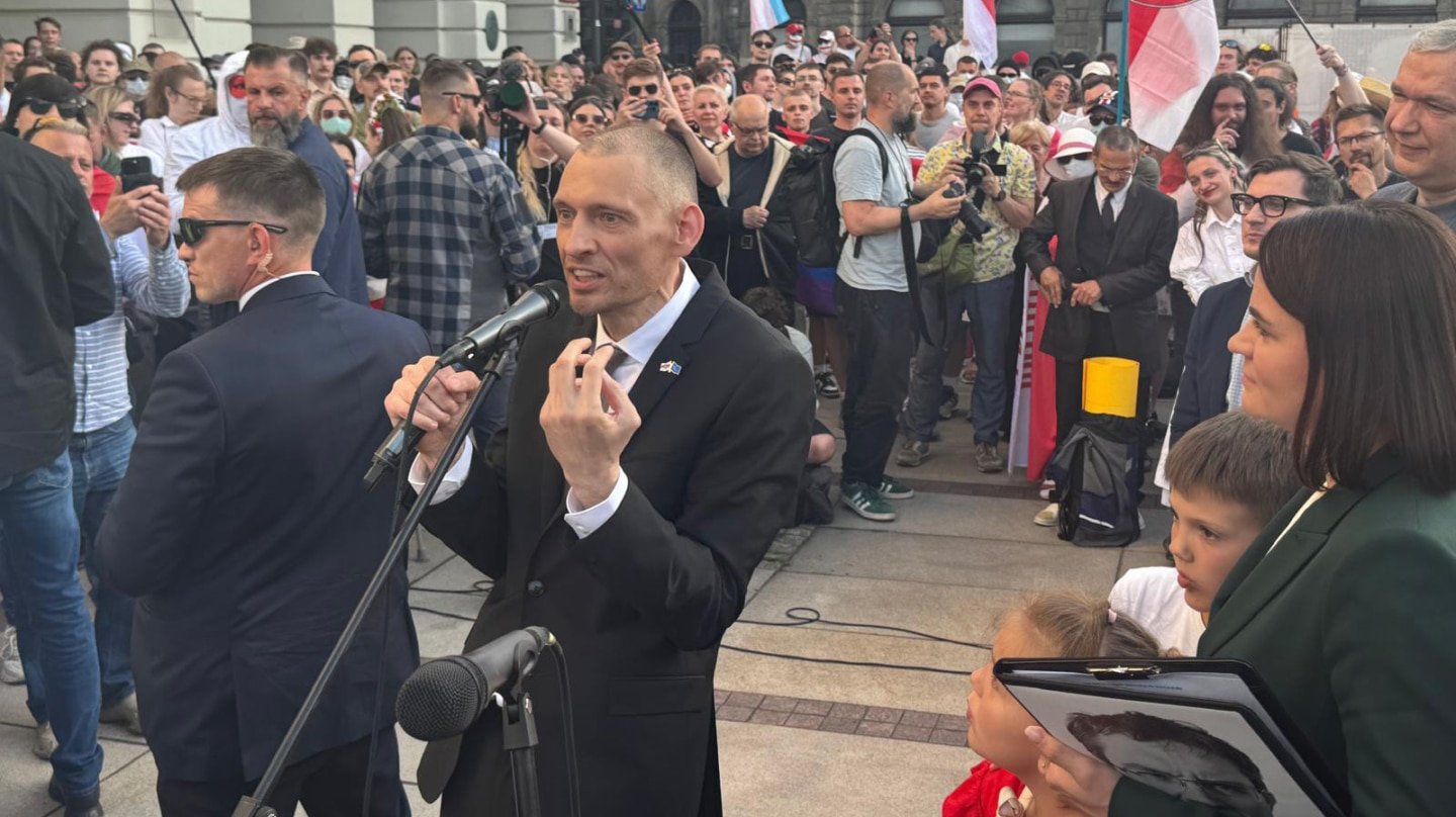 Serguei Tijanovski, opositor bielorruso, en Varsovia