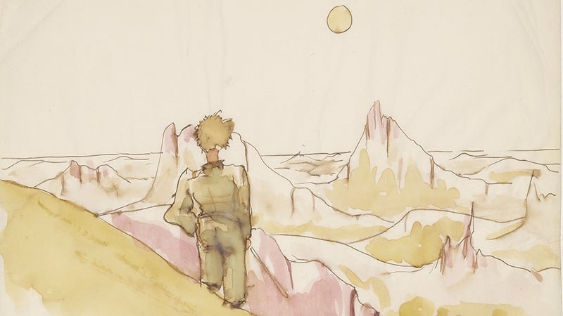 'Le petit prince regardant un massif montagneux' ['El Principito mirando una cordillera], Antoine de Saint Exupéry