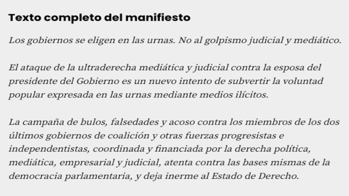 Habrá que firmar otro manifiesto "contra el golpismo mediático y judicial"