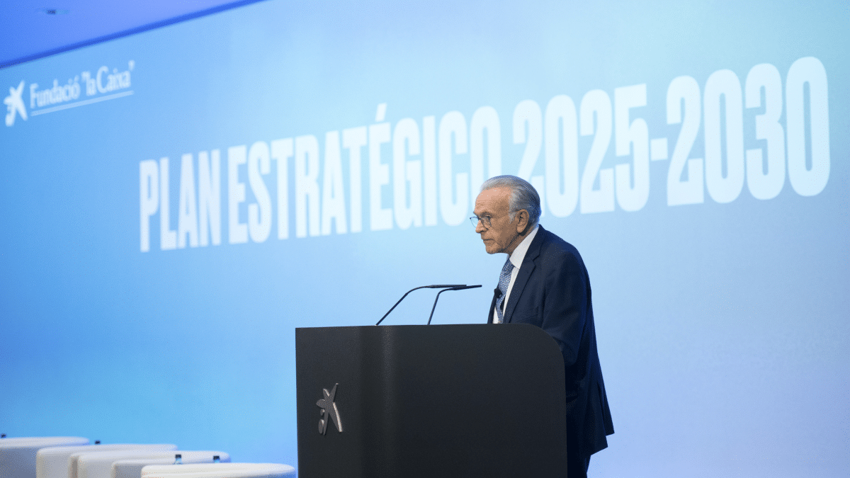 Isidro Fainé durante la presentación del Plan Estratégico a los empleados de Fundación ”la Caixa”.